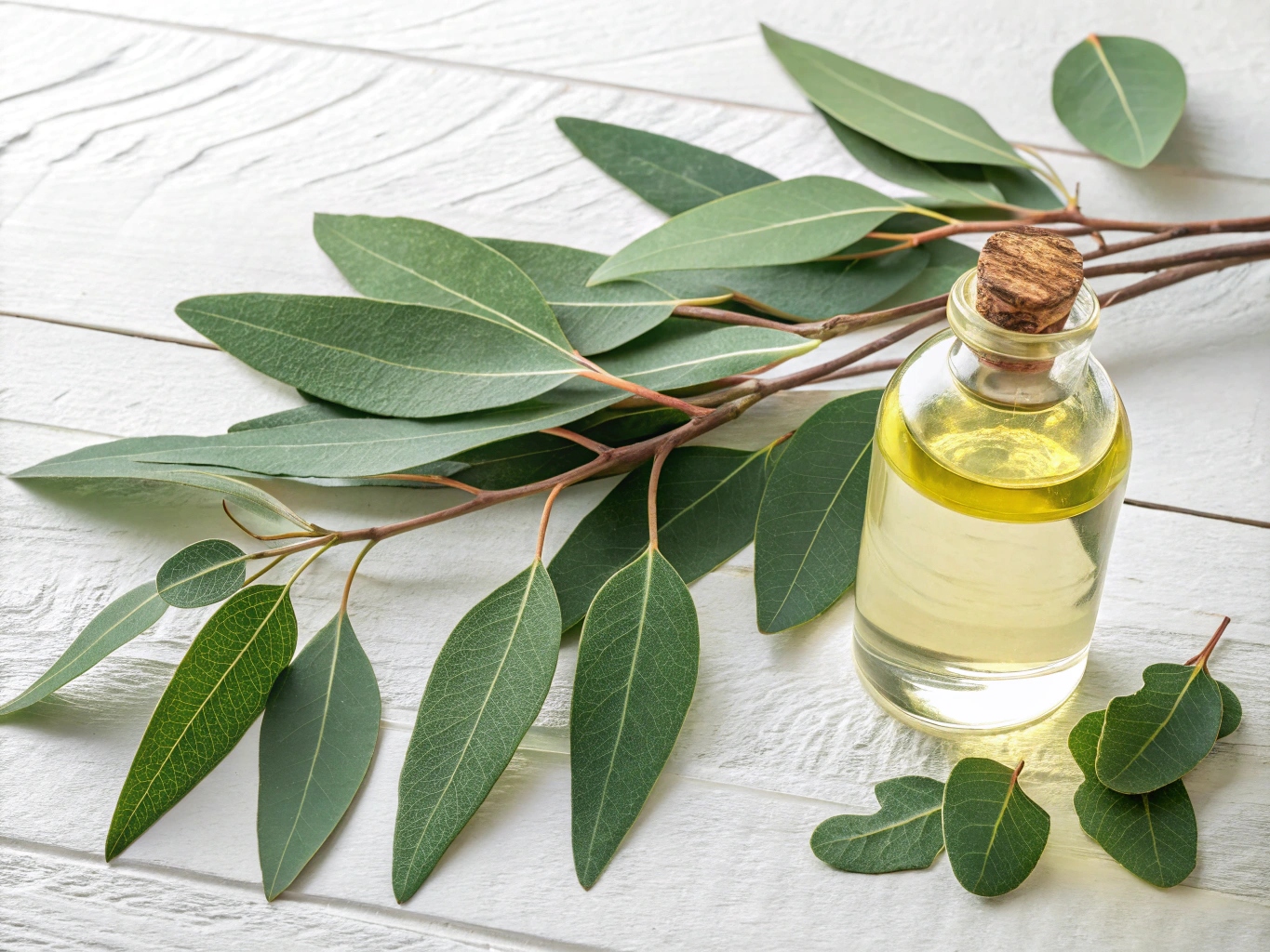 Verse eucalyptustakken en olie