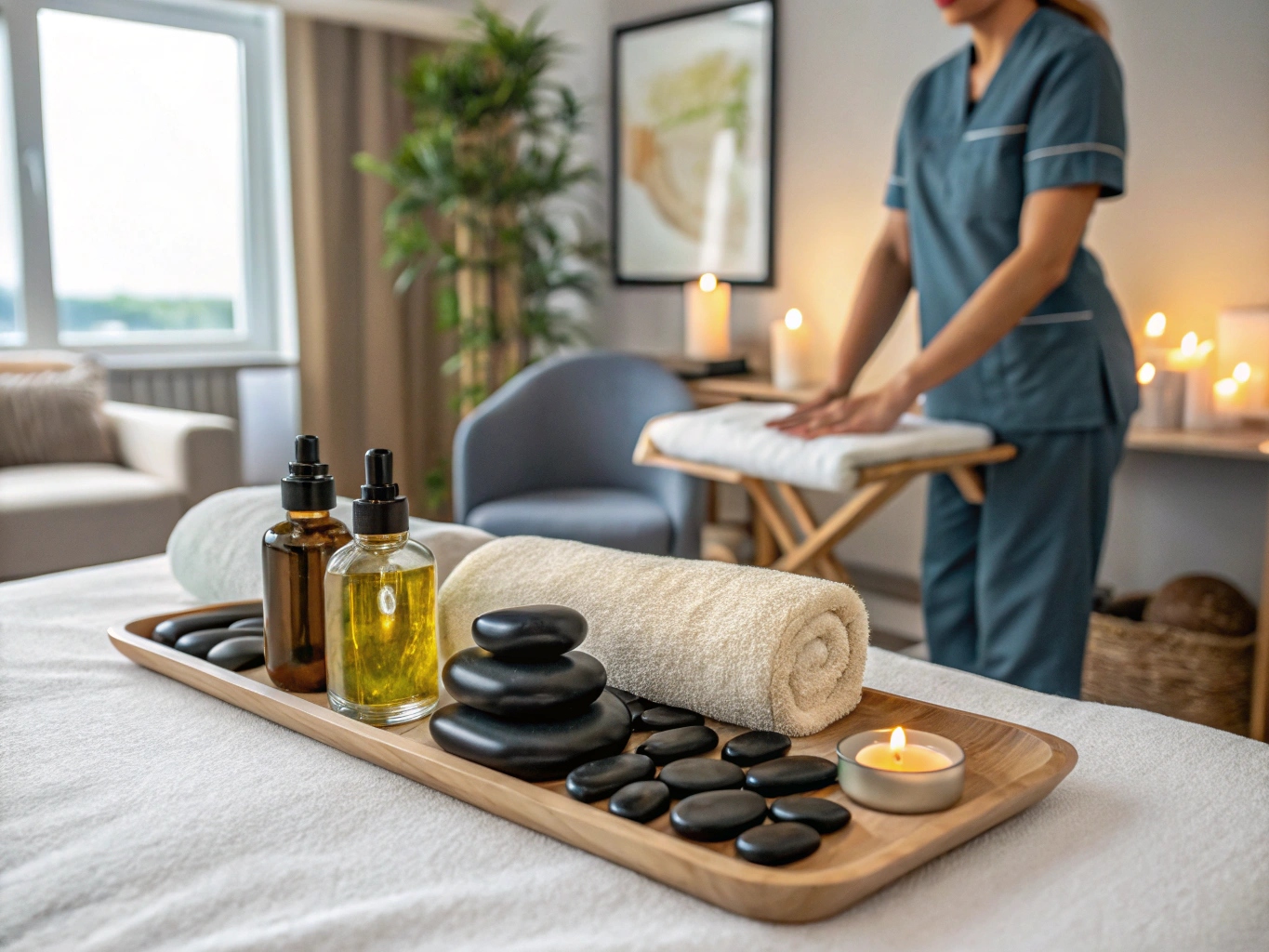 Hot stone massage voorbereiding